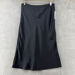 Forgotten Grace Nordstrom Skirt Womens L Black Midi Pencil Flounced Lined New